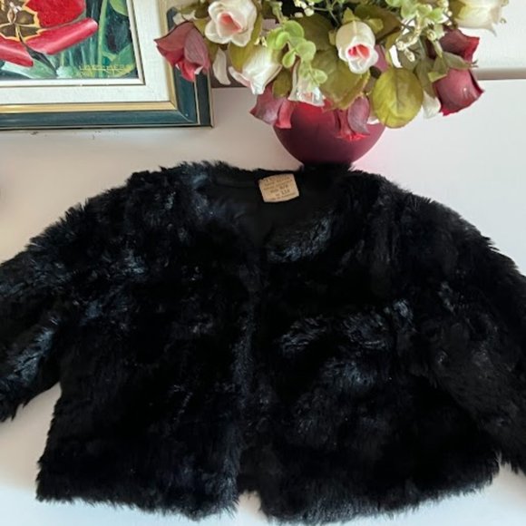 ZARA collection vintage girls black fur jacket (AGE 5-6) - Picture 1 of 6